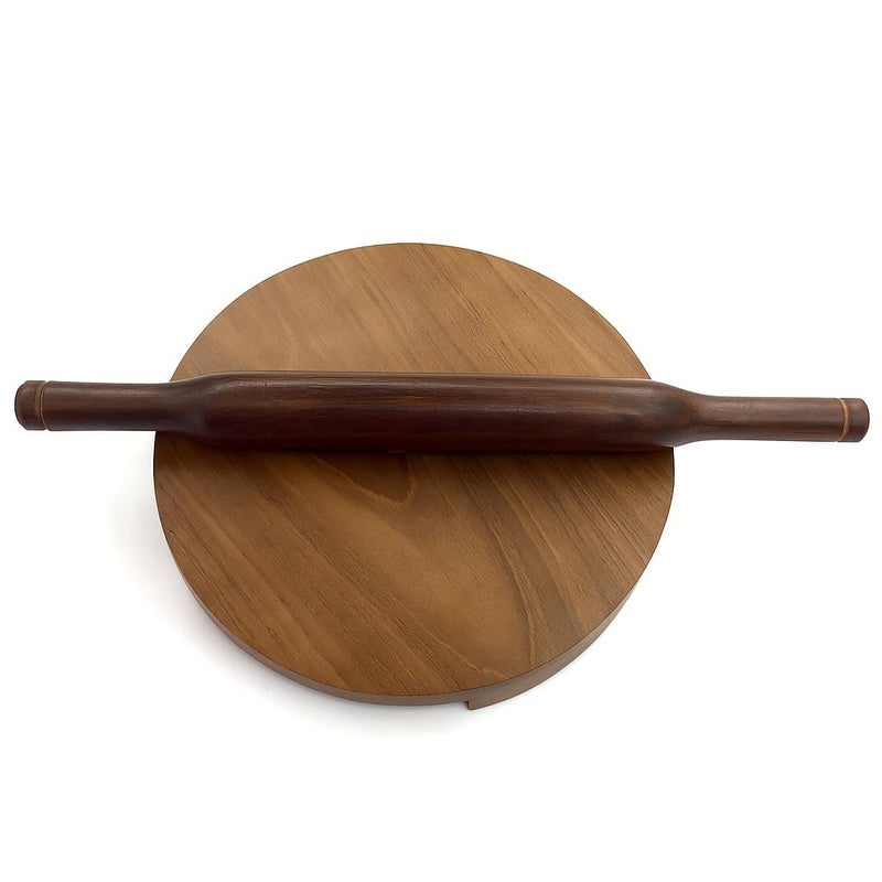 Shriya Wooden Chakla Belan Set Indian Rolling Board and Pin Natural Teak Wood Roti Maker Board for Chapati, Dough, and Pizza Handmade Kitchen Tool for Everyday Cooking - Image 1